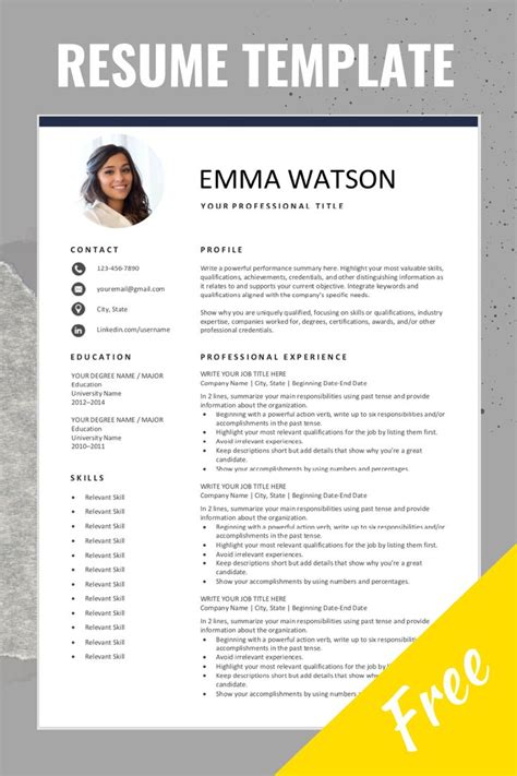 Free Resume Template to Edit & Download .